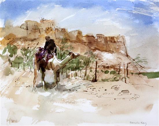 Pamela Kay (20th C.) St Marks Square from the west end and Camel rider, Jaislmere 9 x 11.5in and 11.5 x 8in.